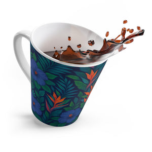 Latte White Mug - Midnight Flower Navy