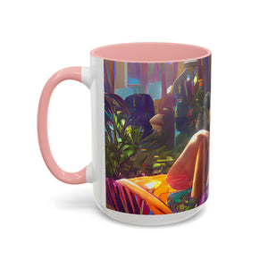 Accent Color Coffee Mug (11, 15oz) - Midnight Kiss in Tropical Garden