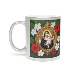 Tropical Metallic Mug, Religious, Silver - Framed Madonna of the Angels