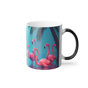 Color Morphing Mug, 11oz, Moonlit Mermaids and Flamingos