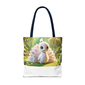 Baby White Peacock/White Trio Tote Bag - 3 Sizes