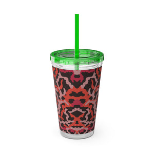 Tropical Tumbler with Straw | 16 oz: Coral Threads, Red