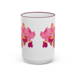 Accent Rim & Handle Mug – Pink Orchids