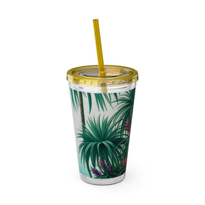 Tropical Tumbler with Straw | 16 oz: Tiny Palm Island
