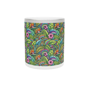 Tropical Metallic Mug, Gold or Silver: Rainforest Blooms