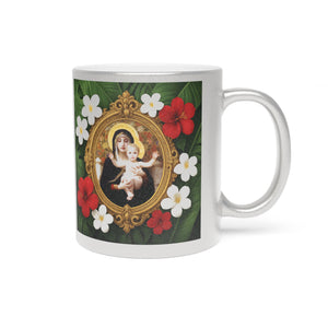 Tropical Metallic Mug, Religious, Silver - Framed Madonna of the Angels