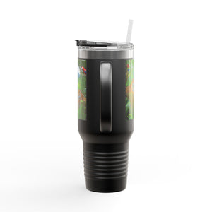 Insulated Travel Mug, 40oz / Jaguars and Parrots - Perfect for Outdoor Adventures