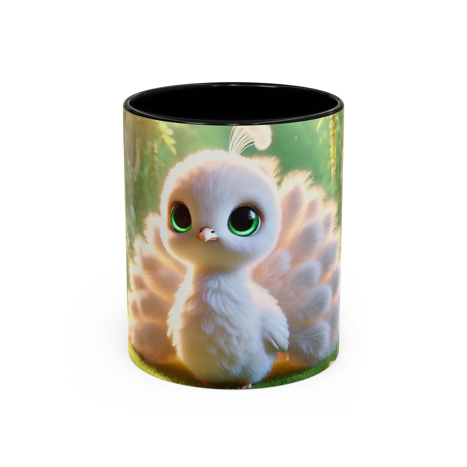 Accent Coffee Mug (11, 15oz), 8 Colors - Baby White Peacock