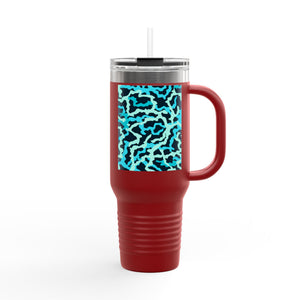 Insulated Travel Mug, 40oz / Coral Reef Threads, Turquoise - Perfect for Outdoor Adventures