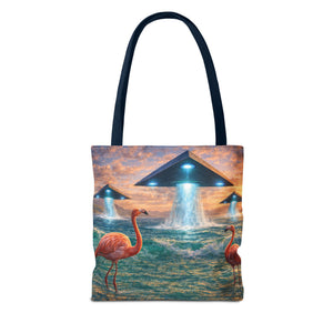 UFO and Flamingos Tote Bag - 3 Sizes