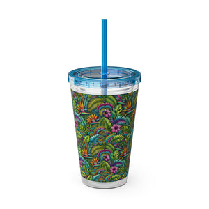 Tropical Tumbler with Straw | 16 oz: Rainforest Blooms