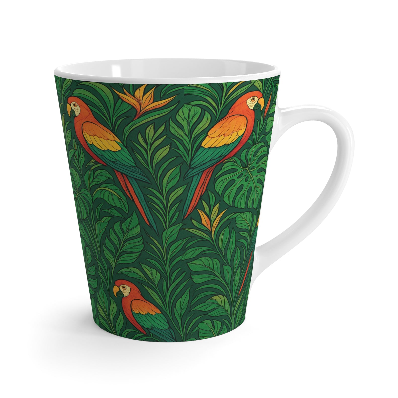 Latte White Mug - Parrot Family
