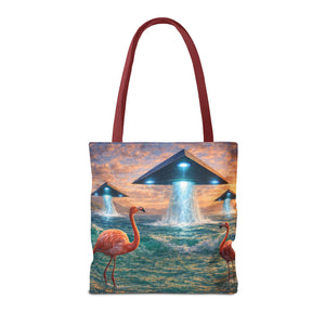 UFO and Flamingos Tote Bag - 3 Sizes