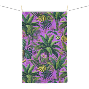 Tropical Microfiber Coffee/Tea Towel – Palms & Bananas, Purple