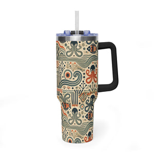 40oz Tumbler Art Deco Octopus Pattern Thermal