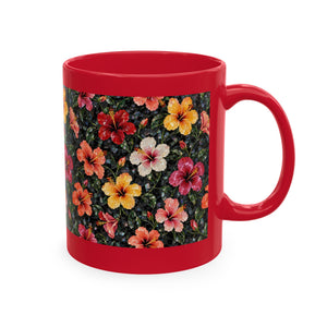 Hibiscus Garden Ceramic Mug — Vibrant Floral Coffee Cup