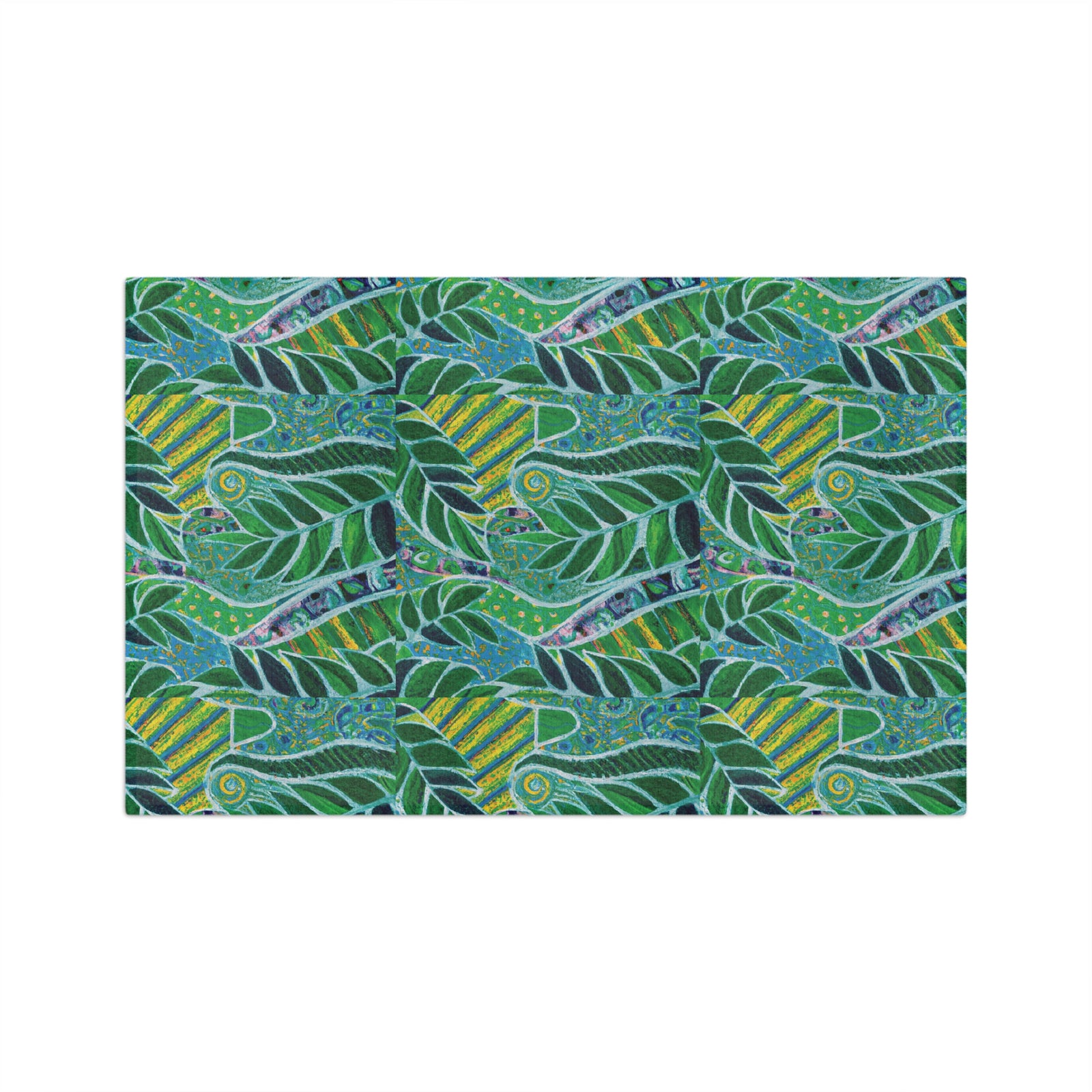 Tropical Microfiber Coffee/Tea Towel ~ Botanical Amazon Whimsy, Green