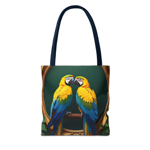 Rainforest Framed Parrot Pair Tote Bag - 3 Sizes