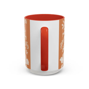 Accent Color Coffee Mug (11, 15oz), Pearl Lady Toile/Melon