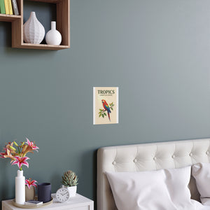 Vintage Coffee Wall Art, Vintage Silk Poster ~ Tropics Parrot (Brand)