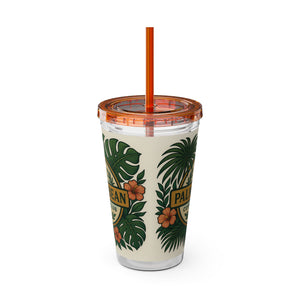 Tropical Tumbler with Straw | 16oz: Palm & Bean Coffee Club