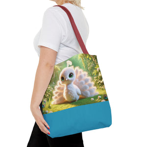 Baby White Peacock Trio Tote Bag - 3 Sizes