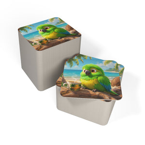 Bulk Hardboard Coffee Coasters — Cute Lulu the Parrot (50/100 pcs)