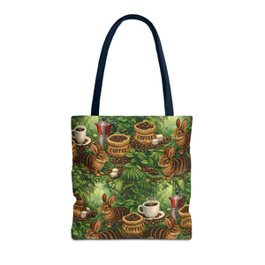 Tropical Rabbits & UFOs Tote Bag, Black - 3 Sizes