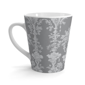 Latte White Mug - Perfect for Coffee Enthusiasts / Pearl Lady Toile, slate