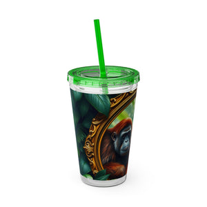 Tropical Tumbler with Straw | 16 oz: Framed Orangutan Apes