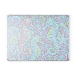 Glass Coffee Station Tray, 2 Sizes – Seahorse Trio Turquoise