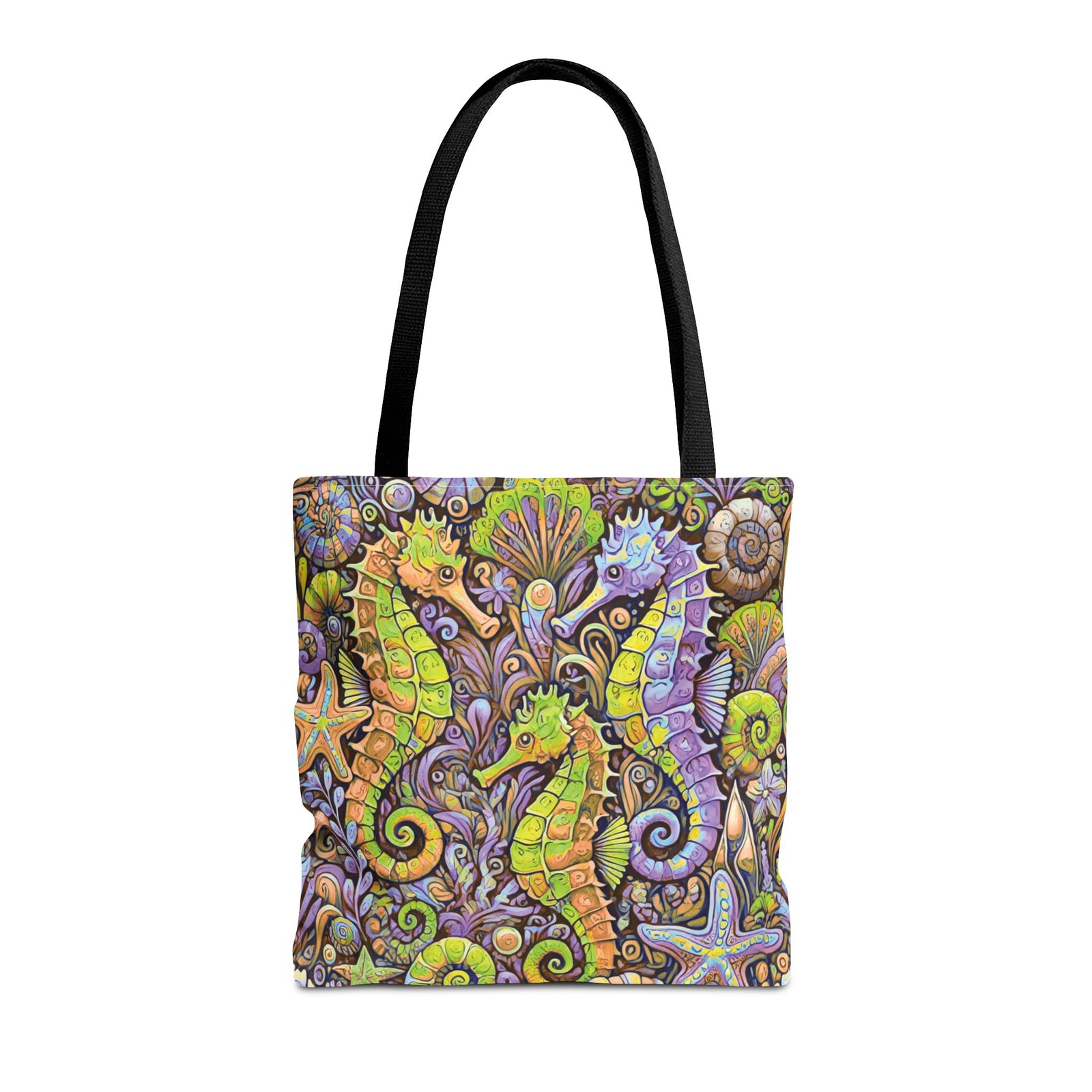 Seahorse Trio Tote Bag, Yellow & Purple - 3 Sizes