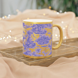 Tropical Metallic Mug, Gold or Silver - Tropical Trip Toile, Purple