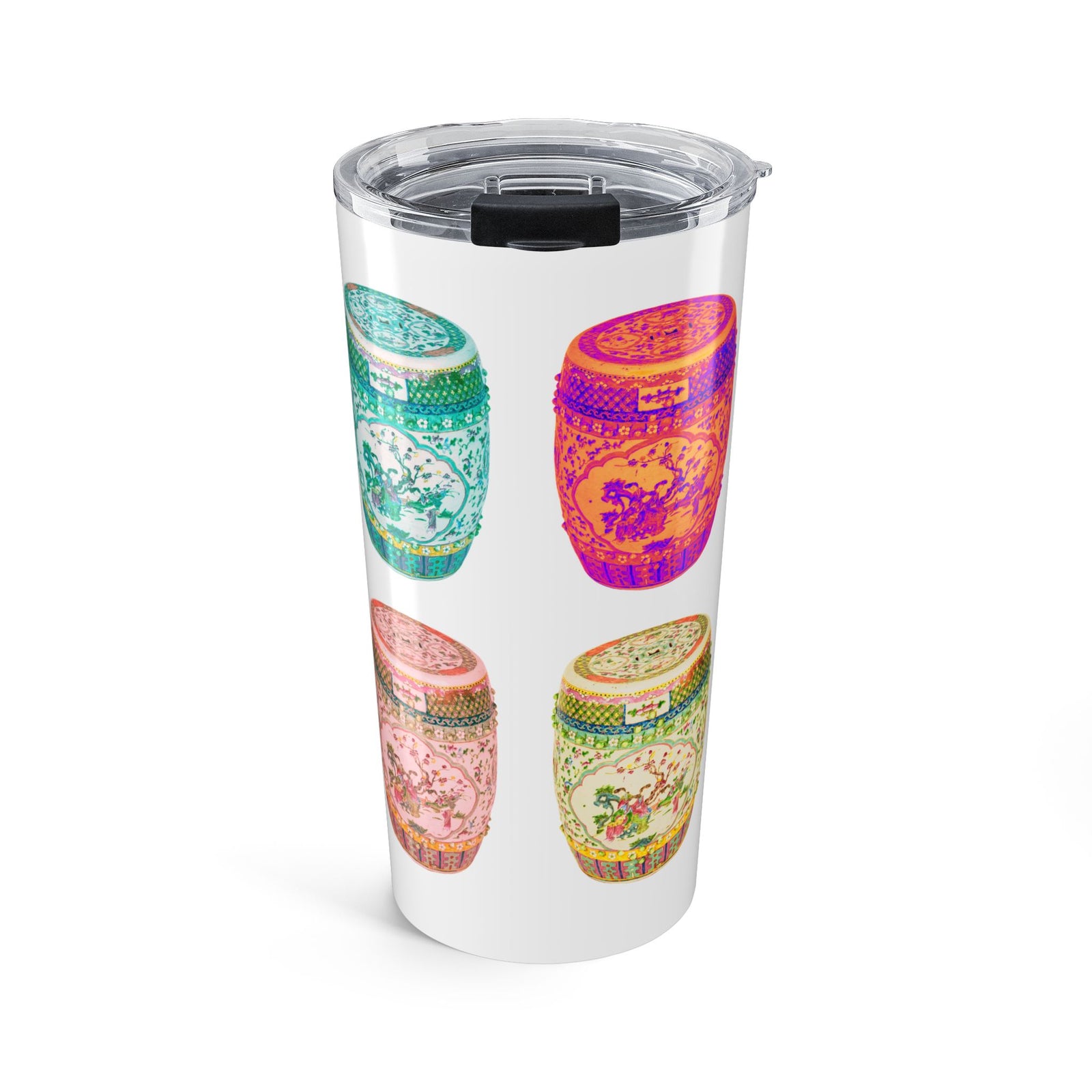 Tumbler 20oz - Pop Art Porcelain Stools, White
