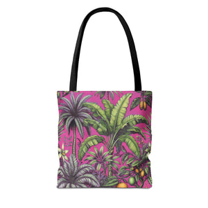 Tropical Fruit/Hot Pink Tote Bag - 3 Sizes