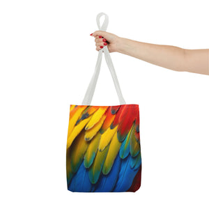 Tropical Macaw Parrot Feathers Tote Bag - Colorful Design, 3 Sizes