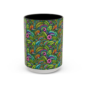Accent Color Coffee Mug (11, 15oz), Rainforest Blooms