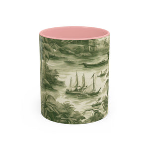 Accent Coffee Mug (11, 15oz), Tropical Toile #1, Various Colors
