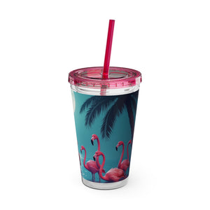 Tropical Tumbler with Straw | 16 oz: Moonlit Mermaid and Flamingos