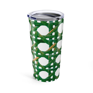 20oz Tropical Glossy Tumbler, Stainless Steel / Wicker Green