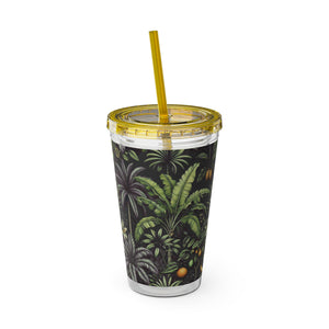 Tropical Tumbler with Straw | 16 oz: Tropical Fruit, Black