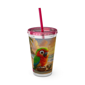 Tropical Tumbler with Straw | 16oz: Tiki the Parrot