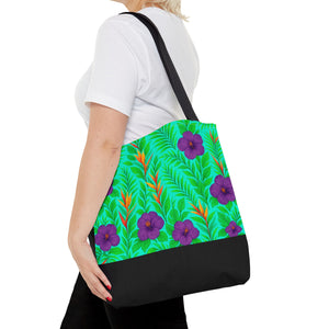 Midnight Flower GreenTote Bag - 3 Sizes