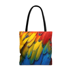 Tropical Macaw Parrot Feathers Tote Bag - Colorful Design, 3 Sizes