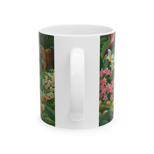 Ceramic White Mug - 11oz & 15oz, Hiding Bunnies