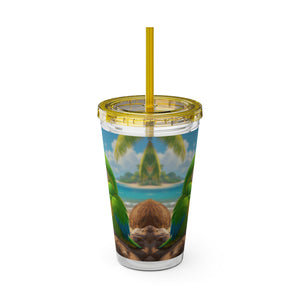 Tropical Tumbler with Straw | 16oz: Lulu the Parrot