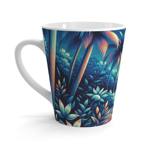 Latte White Mug - Perfect for Coffee Enthusiasts / Neon Blues Beach