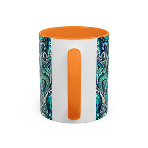 Accent Color Coffee Mug, Many Colors - 11oz & 15oz / Aqua Octopus