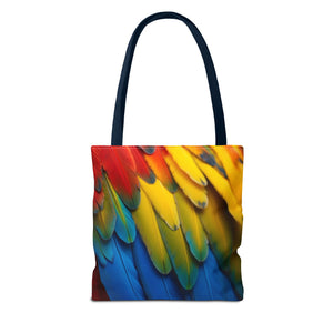 Tropical Macaw Parrot Feathers Tote Bag - Colorful Design, 3 Sizes