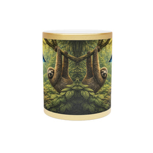 Tropical Metallic Mug, Gold or Silver - UFO & Sloth